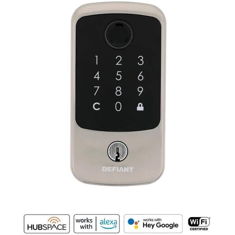 Defiant Hubspace Satin Nickel Biometric Fingerprint Electronic Touchpad Deadbolt