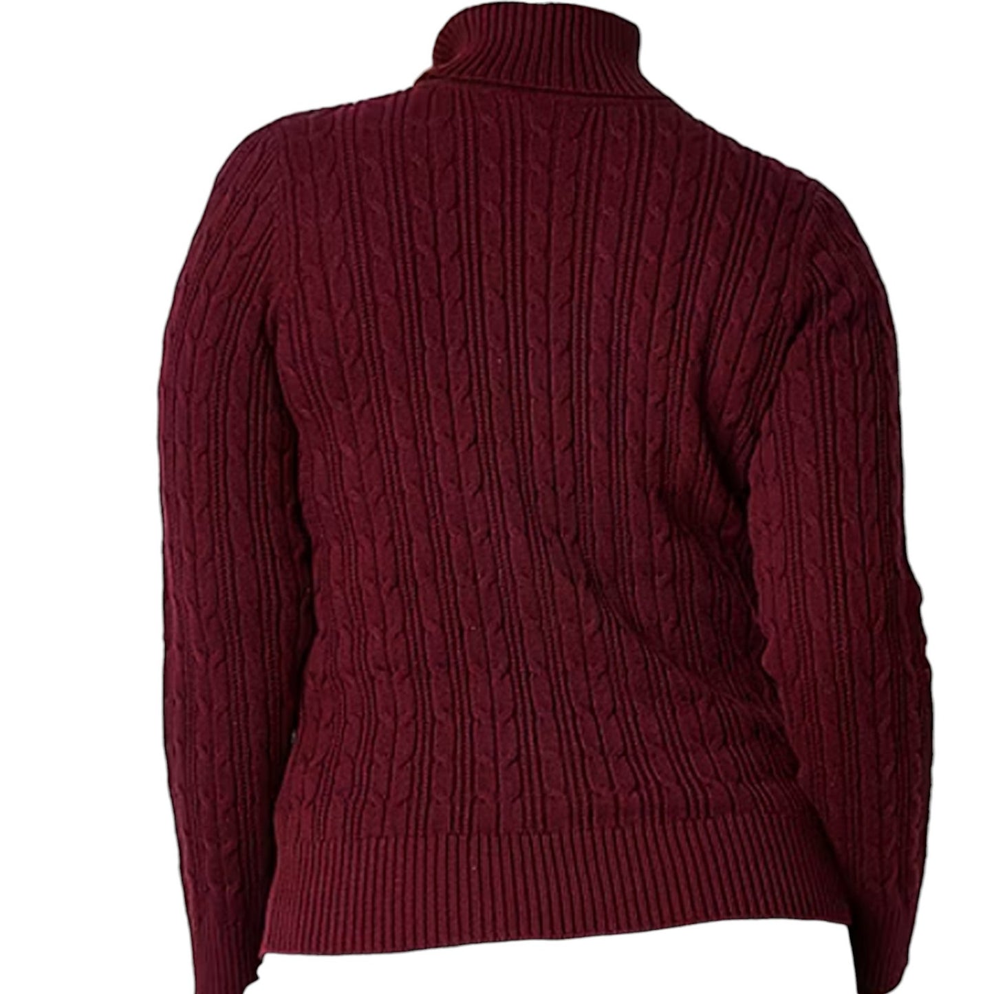 St. John's Bay Women's Turtleneck Long Sleeve Pullover Sweater, Deep Ruby, MT