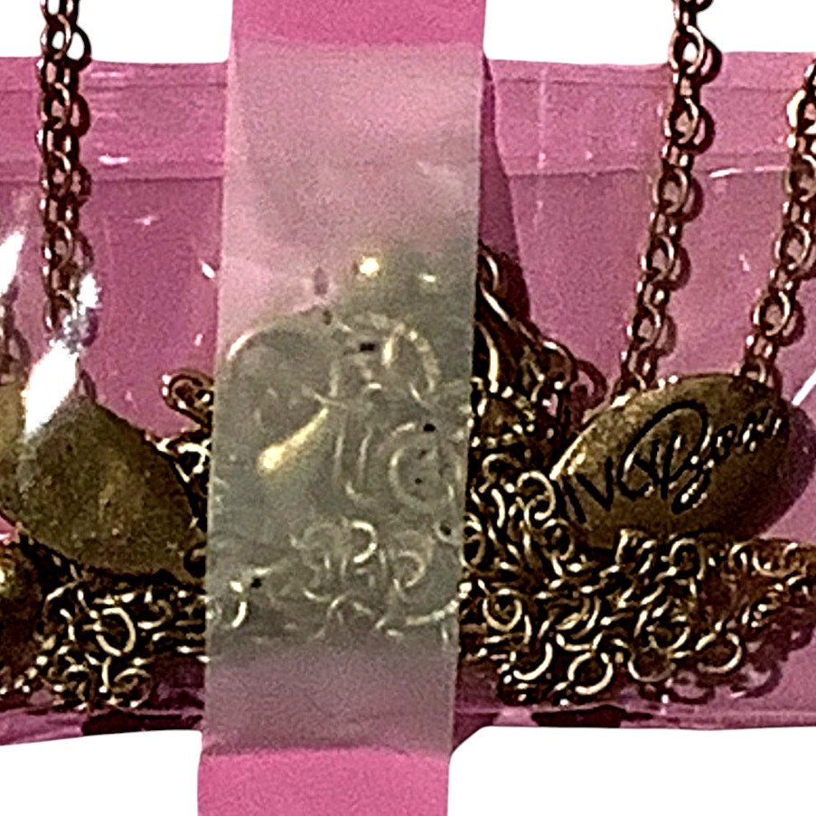 2 Metal Rose, Gold Tone Necklaces, 17" Chains, One is 3/4"D the other is 7/8"D