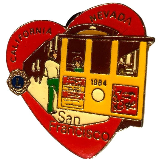 Vintage 1984 Lions Club International, Trolley Car Lapel Pin, San Francisco