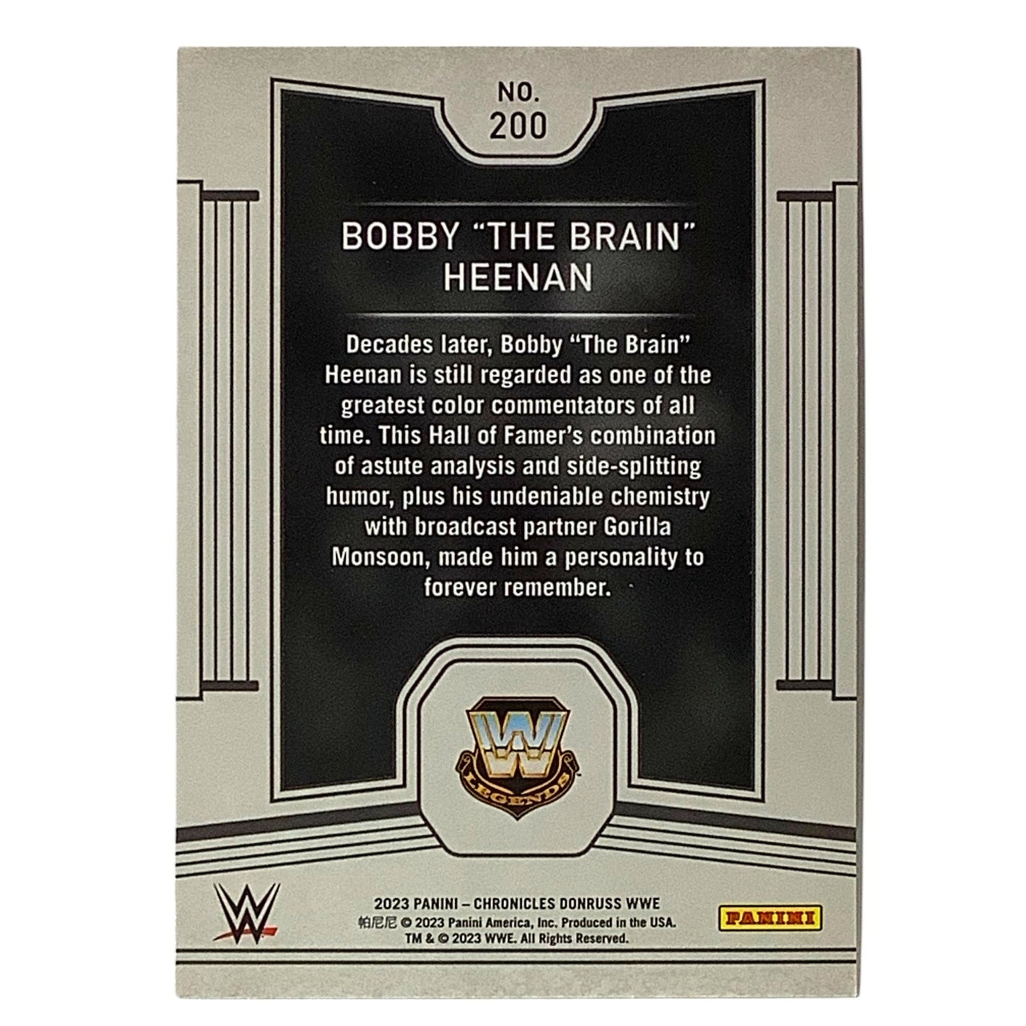 Bobby "The Brain" Heenan, 200 2023 Panini -Chronicles WWE Collectors Card NM+