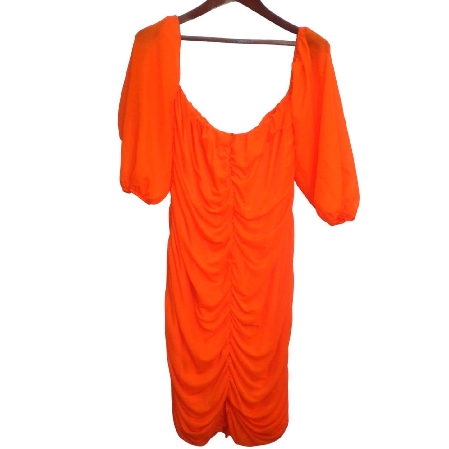 Bodycon Dress, Off Shoulder Dress Solid Color, Sexy Slim Fit, Orange 4XL