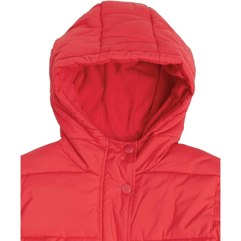 Women's Heavyweight Long-Sleeve Hooded Puffer Coat, Poppy Red, Medium