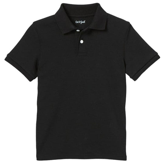 Boys' Short Sleeve Interlock Polo Shirt - Cat & Jack, Black, Small (6/7)