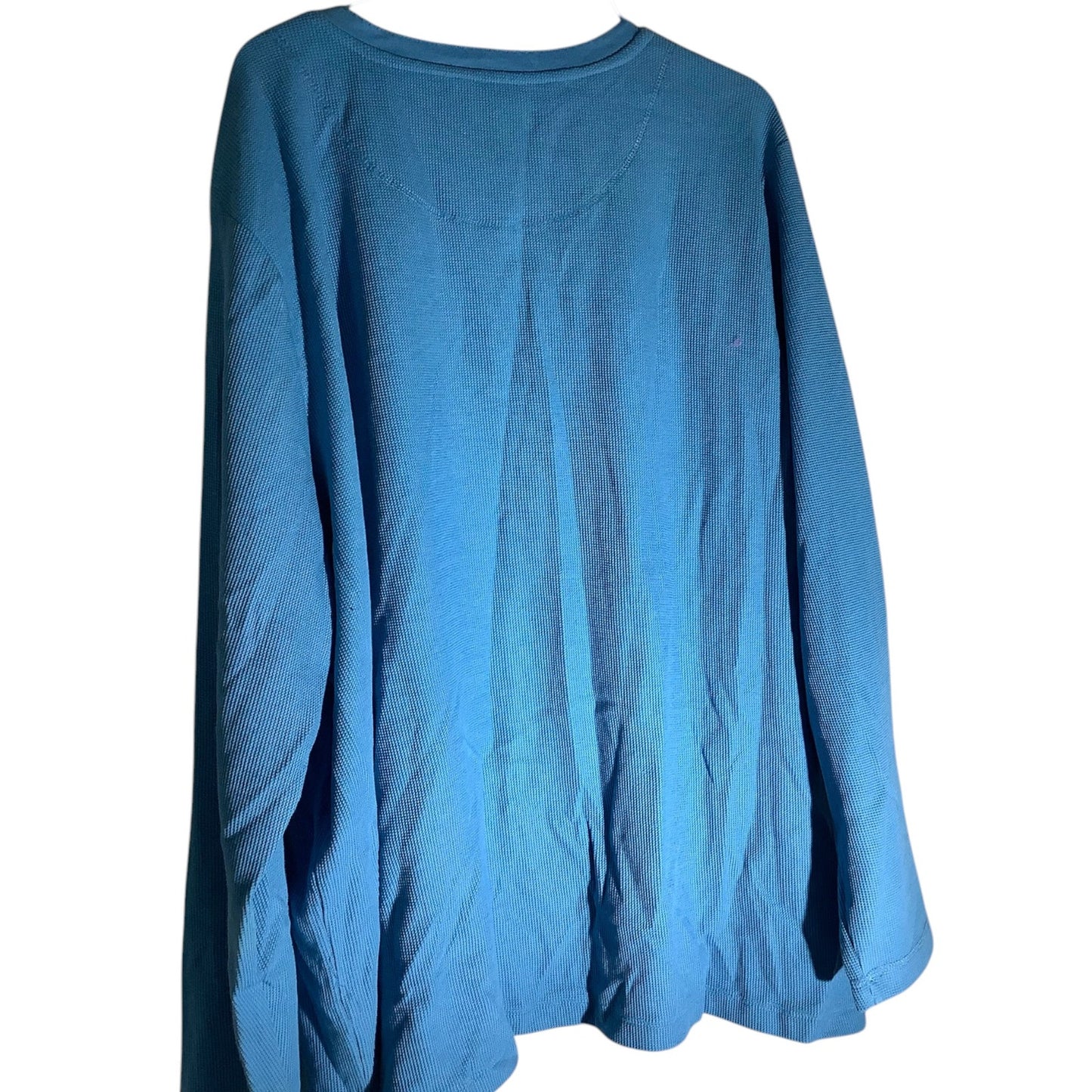 Women's L/S Henley Waffle Weave Pullover Blouse, Sky Blue, 30W-32W