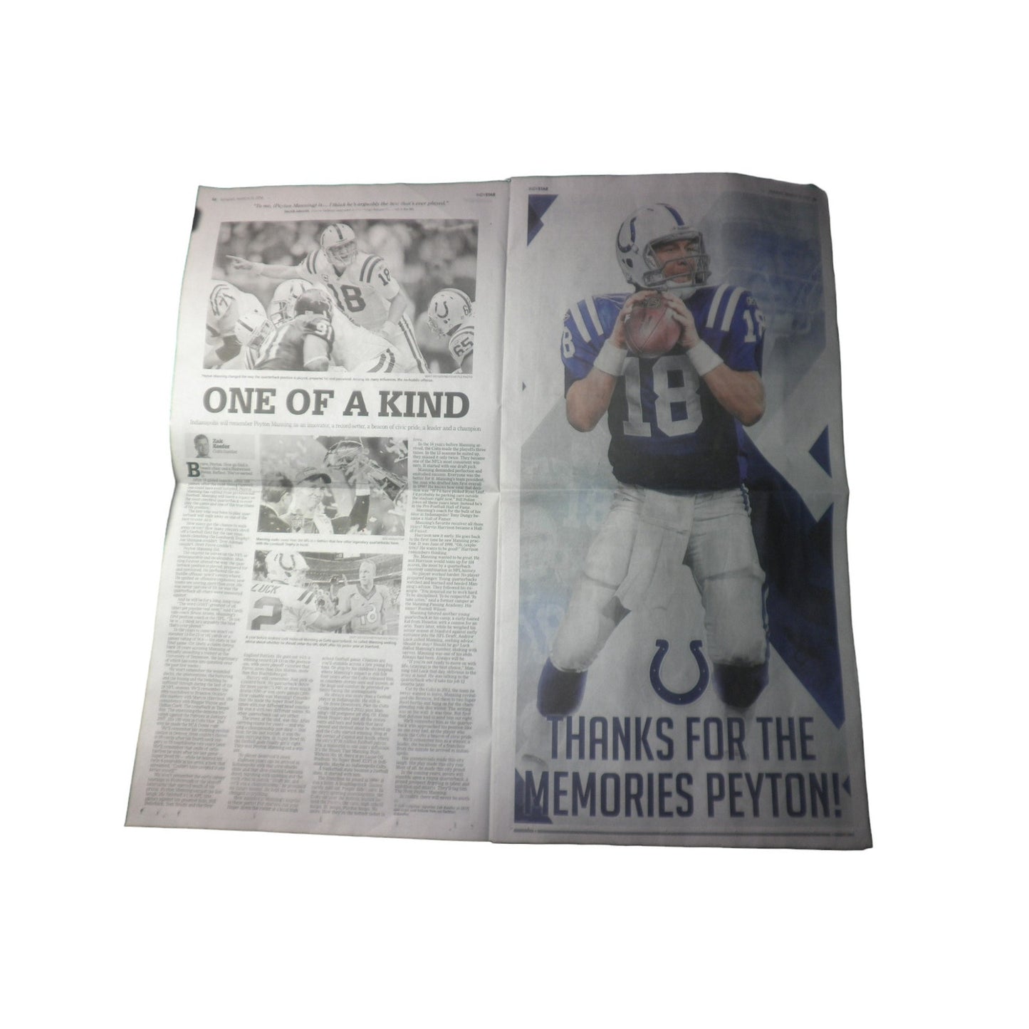 Rare; Indianapolis Star 3-13-16 Collector's Edition - Peyton Manning Retirement