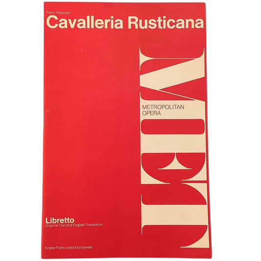 MET Opera, Pietro Mascagni Cavalleria Rusticana Libretto Original & English 1963