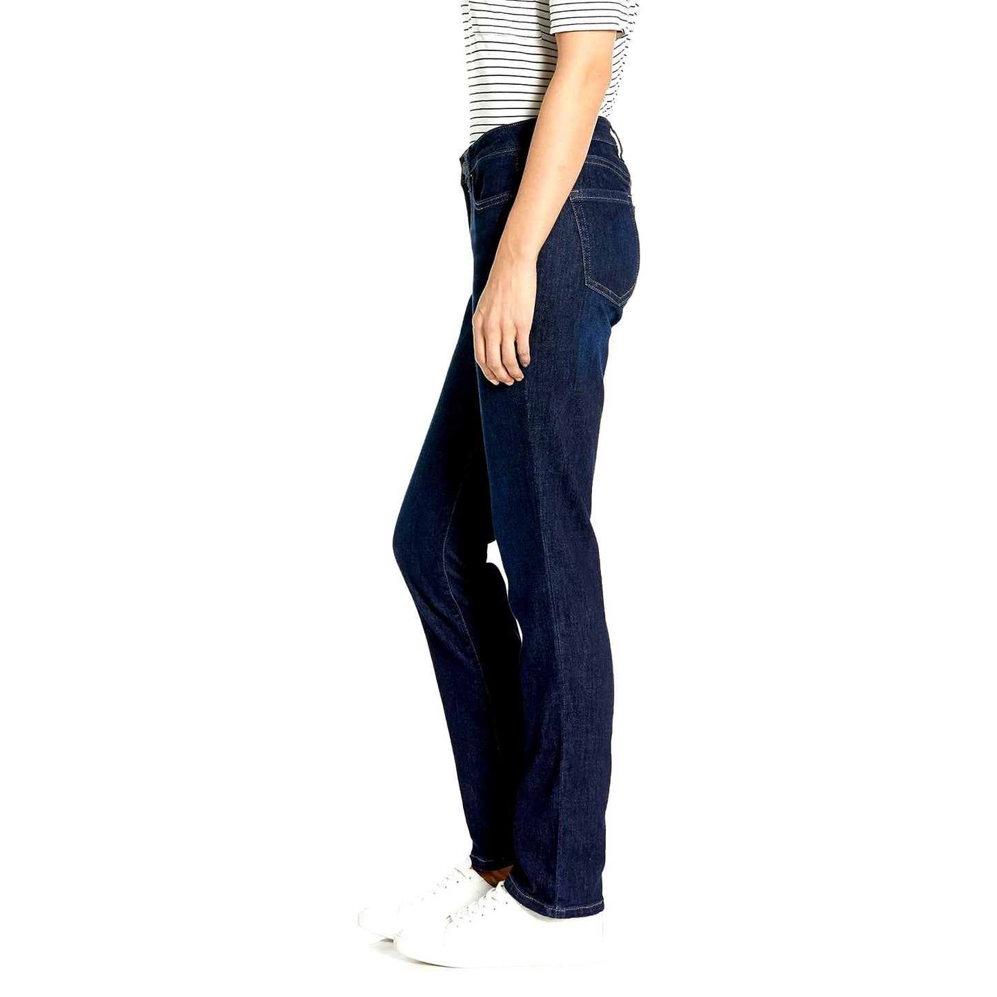 Amazon Essentials Women's Denim Slim Straight Blue Jeans, Dark Wash, 12 Long