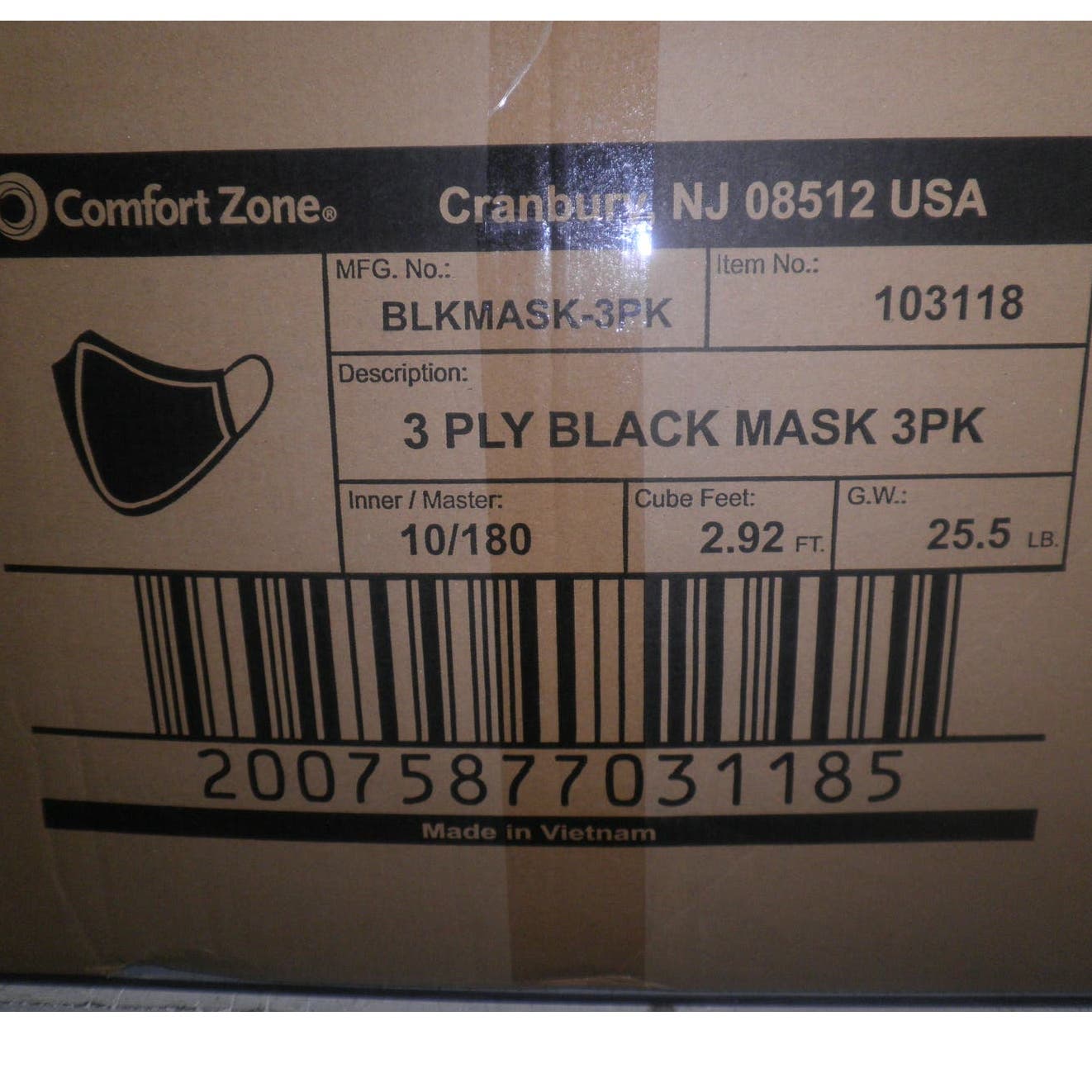 540 Ct. Case- Reusable Fabric Mask, 180-PKS of 3, 3-Layer, Black, 100% Polyester [Local Pickup Clearance $25 Per Case of 540 Mask in Cropwell, AL 35054}