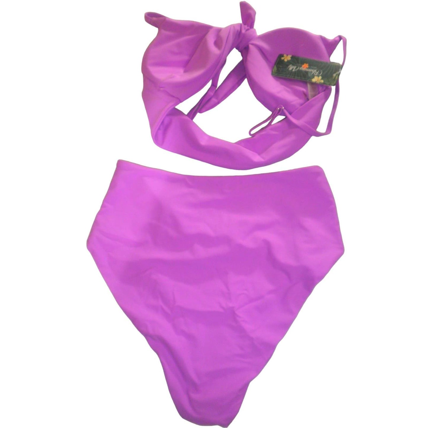 High Waisted Bikini Set Two-Piece Tie Knot Swimsuit, Purple, Med (2024 Model)