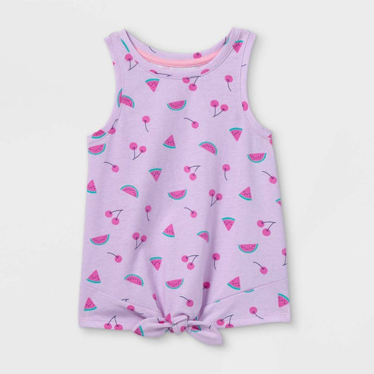 Toddler 3T Girls' Light Purple Fruit Print Tie-Front Tank Top - Cat & Jack