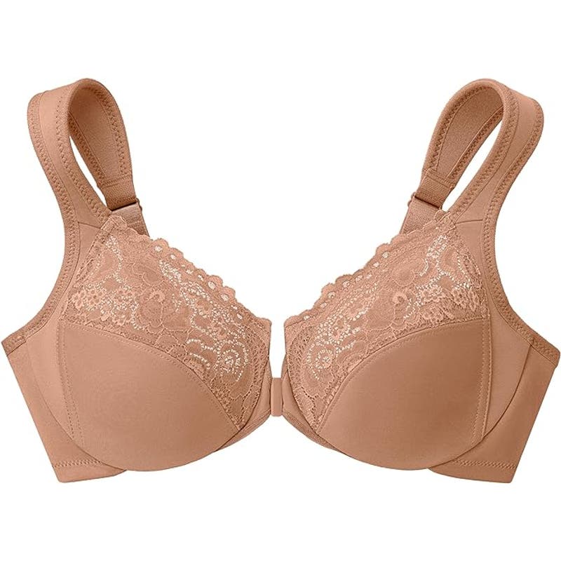 Full Figure Plus, 40F Wonderwire Front-Closure Bra Underwire #1245 Cappuccino