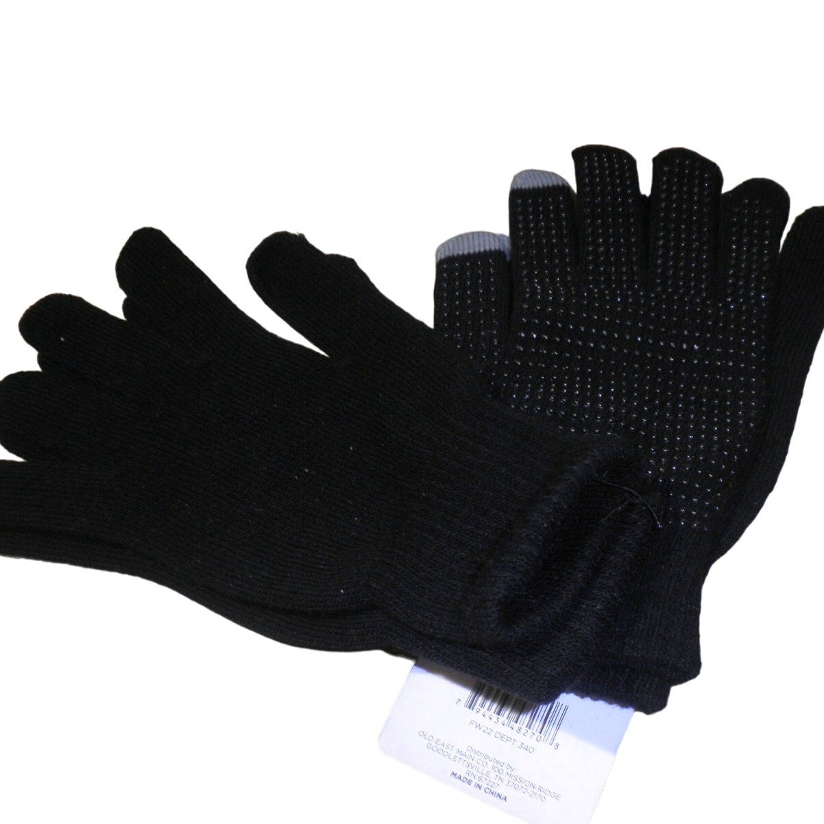 Mens Mission Ridge 2-pack Knitted Gloves, Gripper Palm Gloves, Black, One-Size