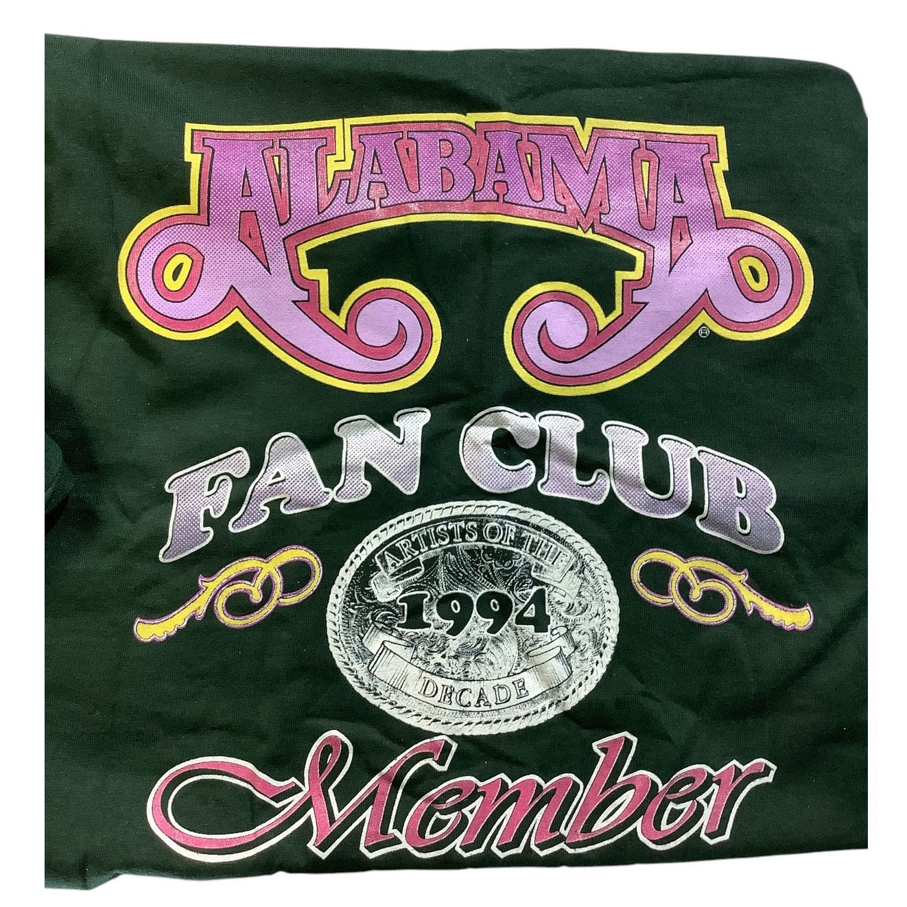 Vintage 1993 Country Music's Alabama Fan Club T-Shirt, Green, LRG, Single Stitch