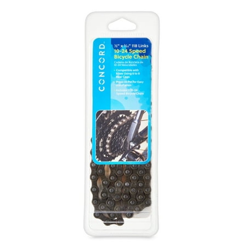 Concord Replacement Multi-Speed Steel Bicycle Chain 10-24 Speed Bikes, 118 Links