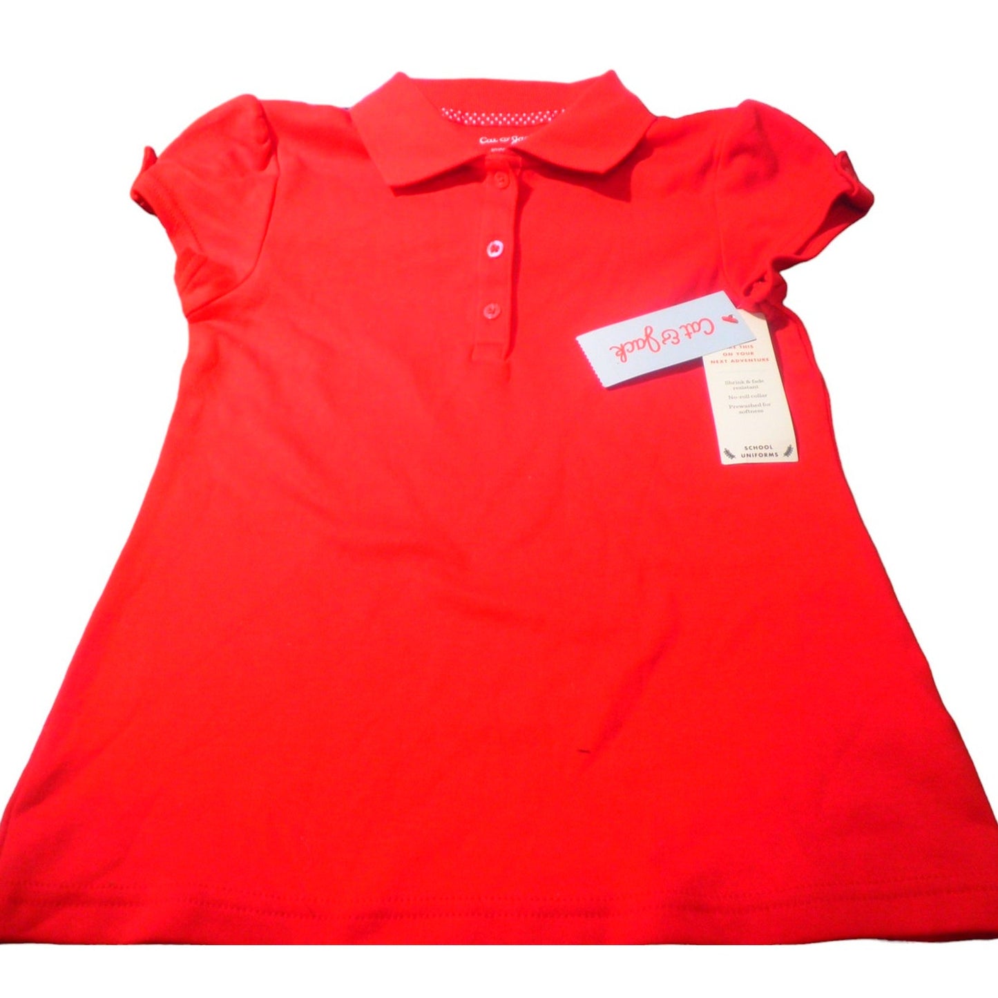 Girls' Short Sleeve Interlock Polo Shirt - Cat & Jack™ Red Medium (8)