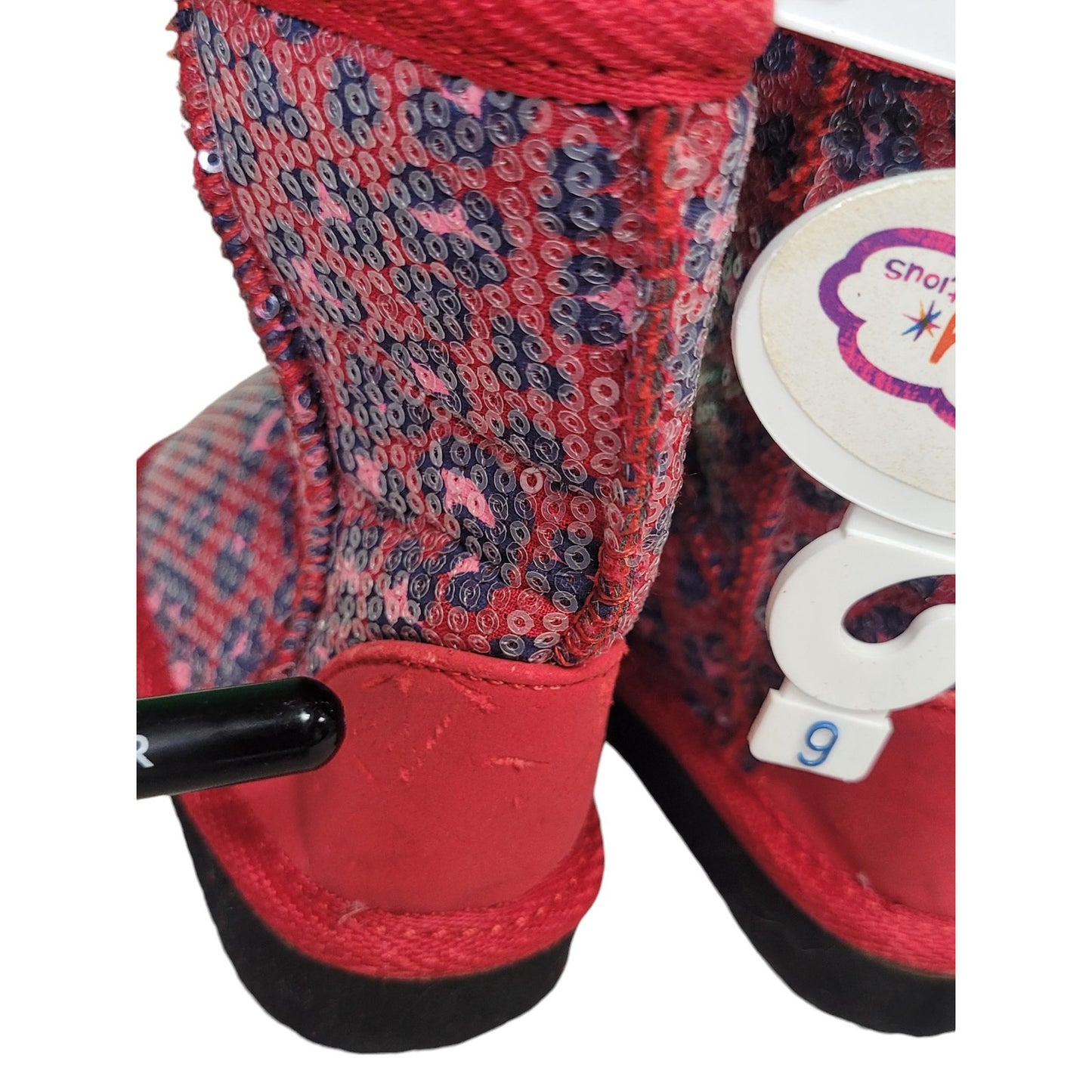 Toys 'R' Us Truly Scrumptious Red Sequin Boots Size 6 Toddler Girls, NWT