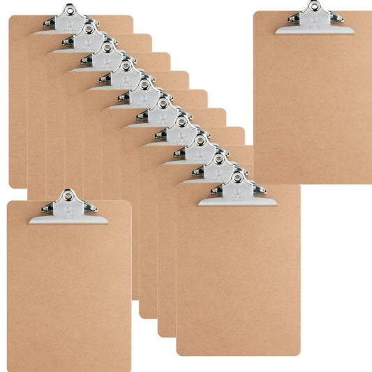 12 Count - Business Source Hardboard Clipboards 9" x 12 1/2" - Hardboard - Brown