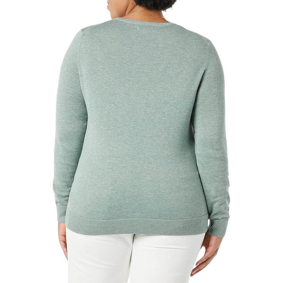 Amazon Essentials Women's Classic-Fit Lightweight Long-Sleeve V-Neck Sweater, Sage Green Heather, X-Large, NWT