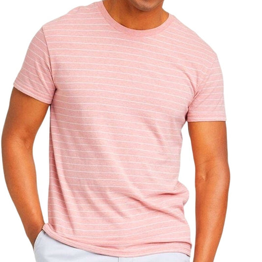 Men's Short Sleeve Crewneck T-Shirt - Goodfellow & Co, Pink/Striped Small