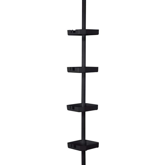 4 Tier Tension Corner Shower Caddy Black, MODA At Home Enterprises LTD.