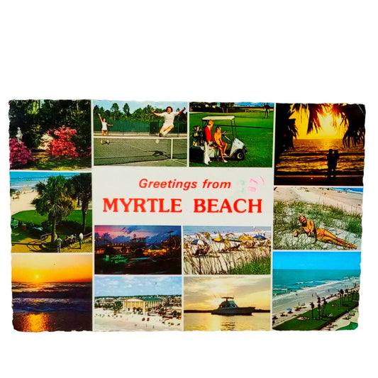 Myrtle Beach Multi View, 1982, 4 x 6 Scalloped Edges, Vintage Postcard