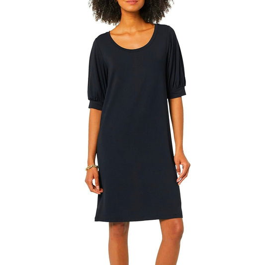 Aware Women's Modal Elbow Length Puff Sleeve T-Shirt Dress, Black, 7XL, 7-XL