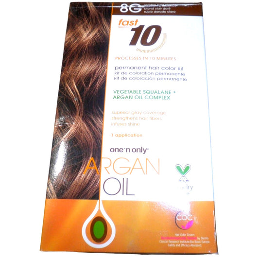 One 'n Only Argan Oil Fast 10 Permanent Hair Color Kit 8G Golden Light Blonde