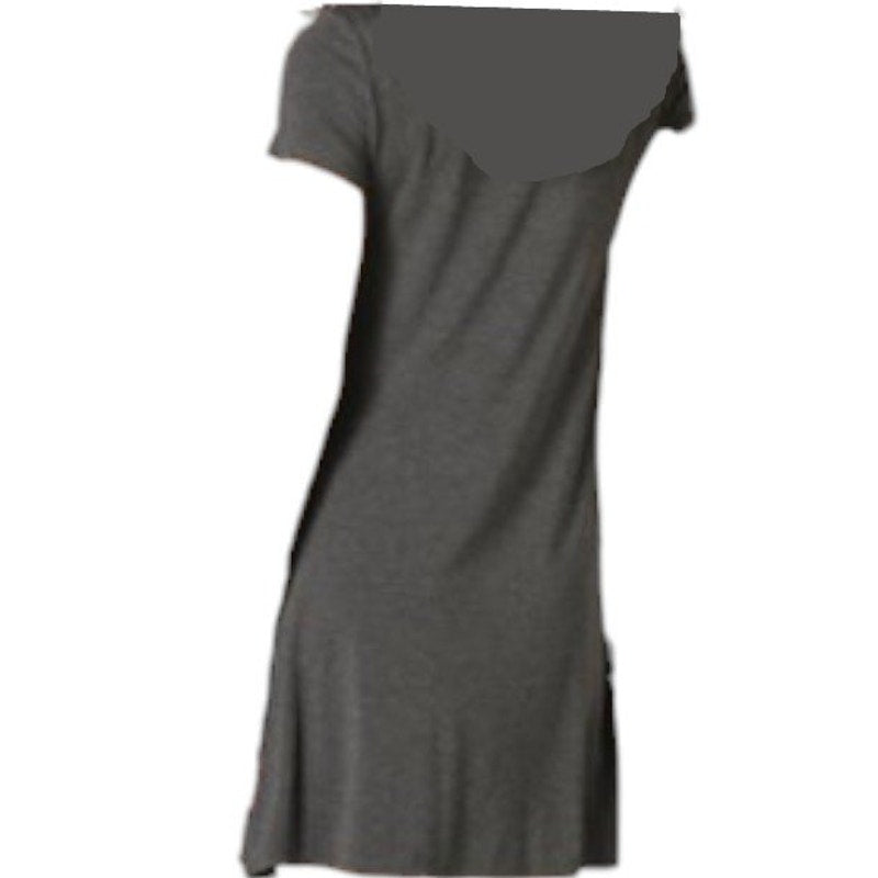 Women's Short-Sleeve Scoop Neck A-Line Swing Dress, Charcoal Heather, X-Small