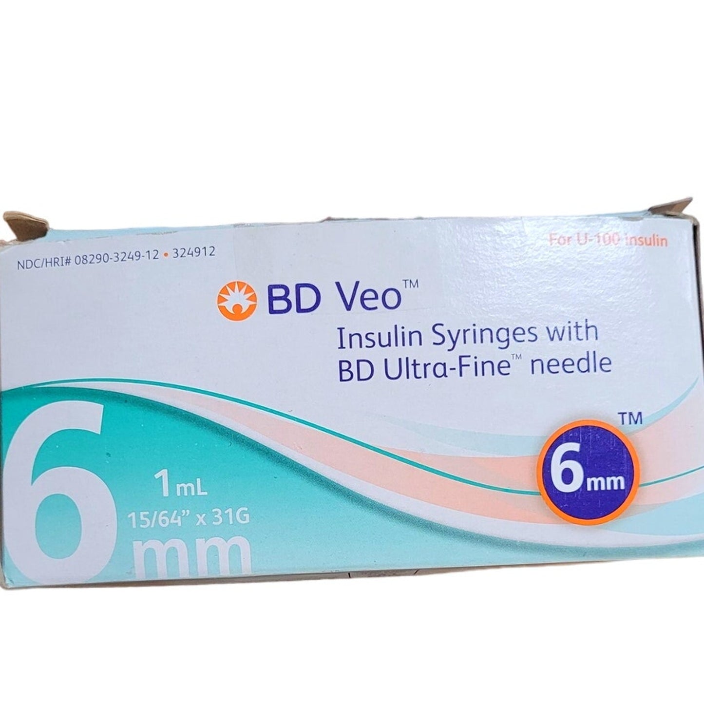 BD Veo Insulin Syringes With Ultra Fine 6mm Needle, 90 Needles (9 x 10-PKS)