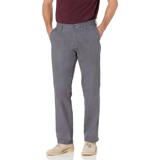 Men's Classic-Fit Wrinkle-Resistant Flat-Front Chino Pant, Grey, 36W x 31L