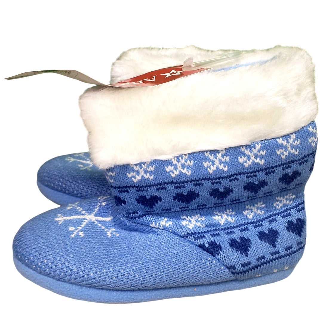 American Girl Blue Polar Bear Fleece Lined Knit Booties, Size M (3.5-5)