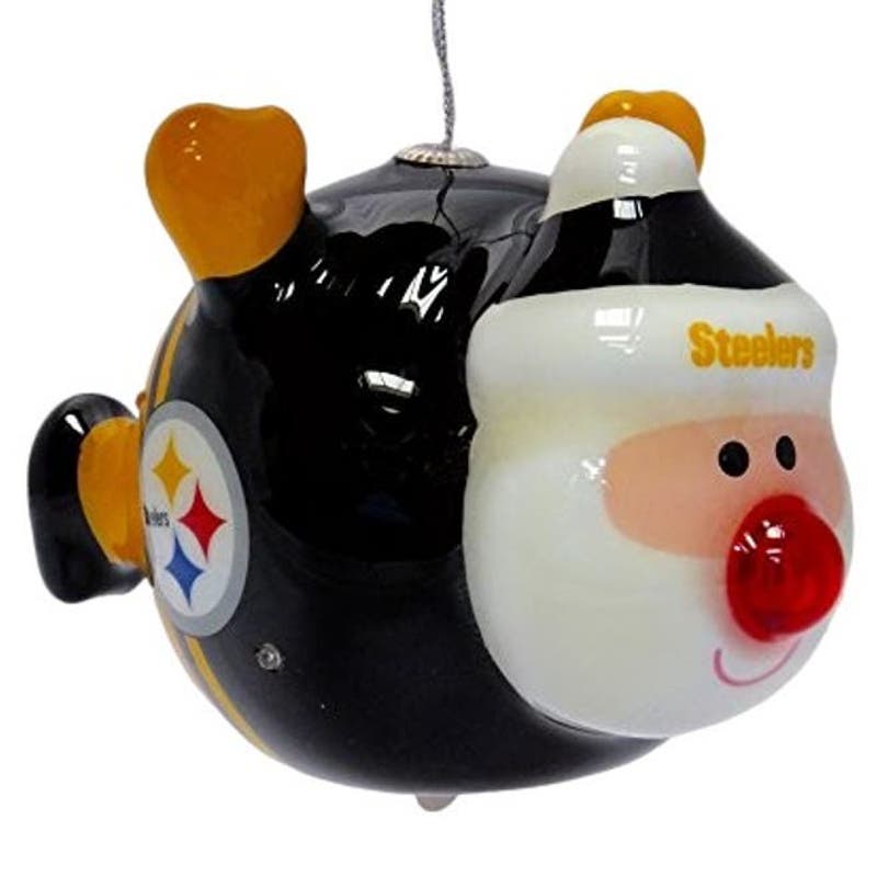 Pittsburgh Steelers NFL Licensed LED Santa and Snowman Christmas Ornaments