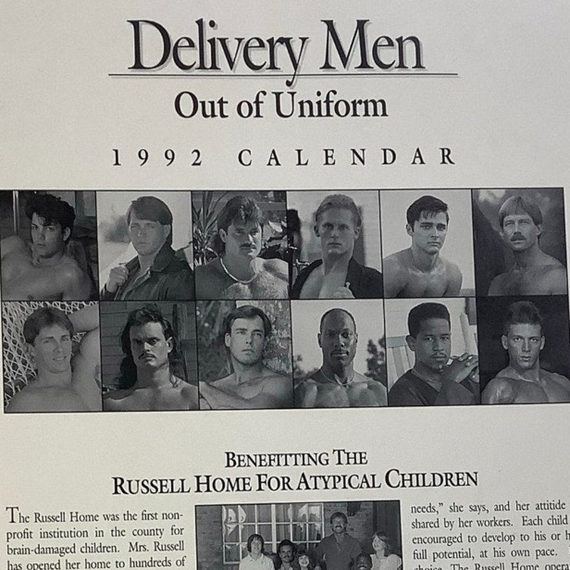 1992 Spiral Flip Calendar, Delivery Men - Out of Uniform - Charity Calendar