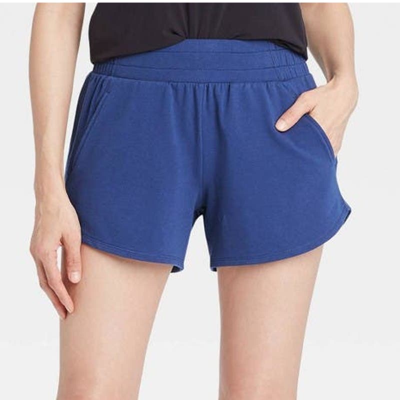 Womens Mid-Rise French Terry Shorts 4" Inseam - XL, Saphire Blue - All in Motion