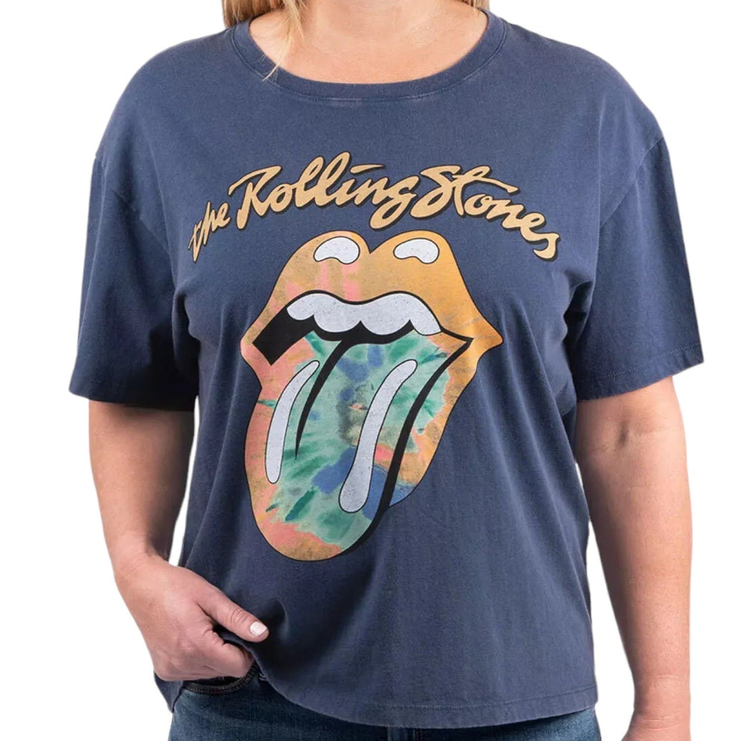 The Rolling Stones Women Crewneck Short Sleeve Rock Band Tee, Large, By Bravado
