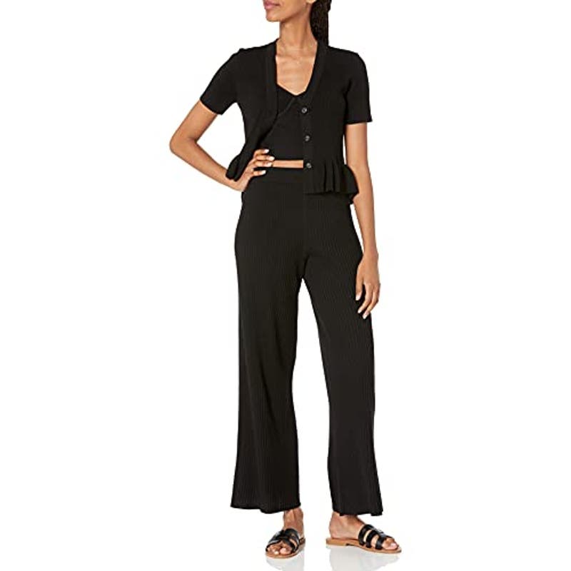 The Drop Women's Catalina Pull-On Rib Sweater Pant, Small (4-6), Black