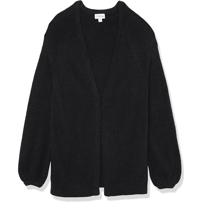 Women's Mirabelle Long Bell-Sleeve Open-Front Cozy Cardigan, Black, Plus Size 3X