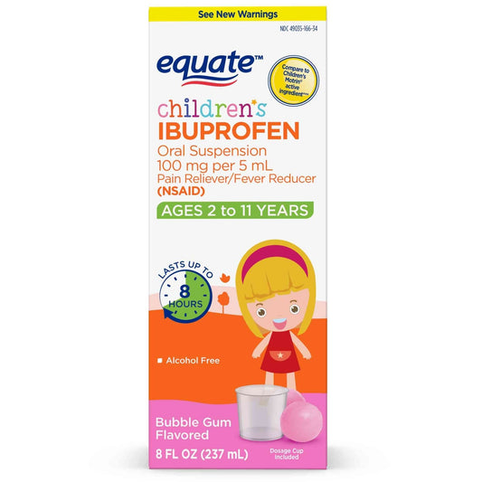 Equate Children's Ibuprofen Oral Suspension (NSAID), Bubble Gum Flavor, 8 fl oz