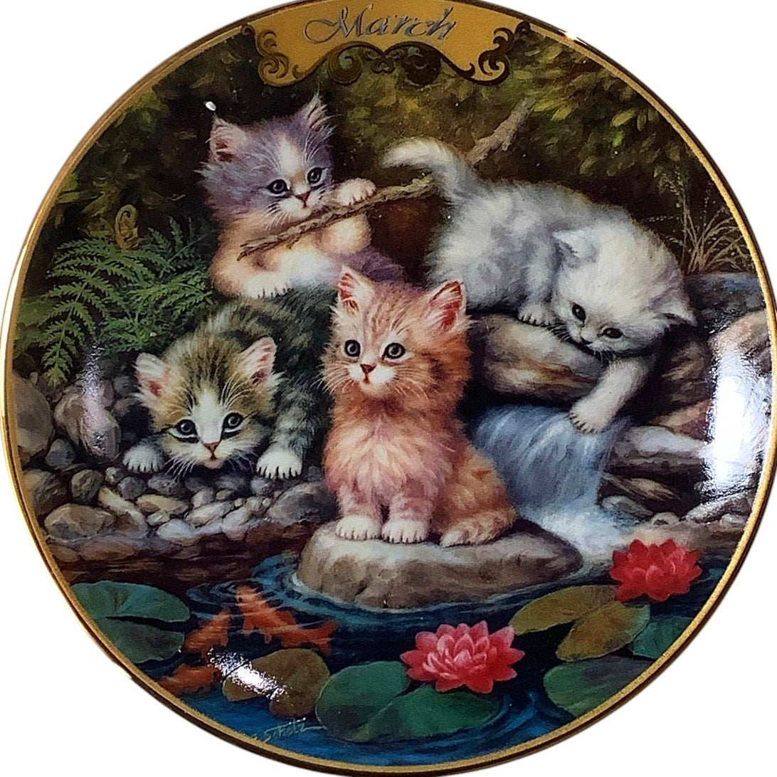 Collector's Plate: Purr-petual Calendar, By the Lily Pond, March 1999, BradEx