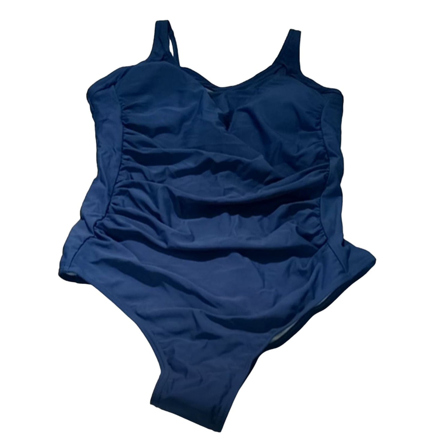 Tempt Me Women One Piece Mesh Swimsuit Tummy Control Swimwear Solid Blue XL