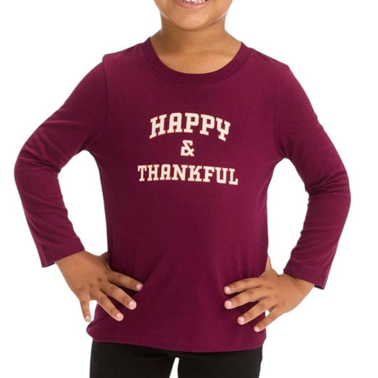 Toddler 'Happy & Thankful' Long Sleeve T-Shirt - Cat & Jack, Burgundy 5T