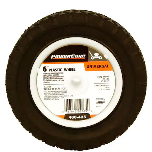 2-PK Powercare 6 in. x 1.5 in. Universal Plastic Wheel Set for Lawn Mowers