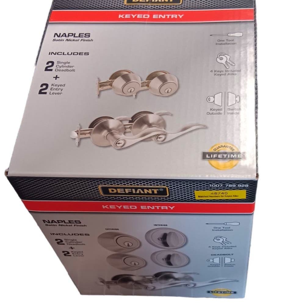 Defiant Naples Satin Nickel Single-Cylinder Project 2-Pack, Deadbolts & Levers