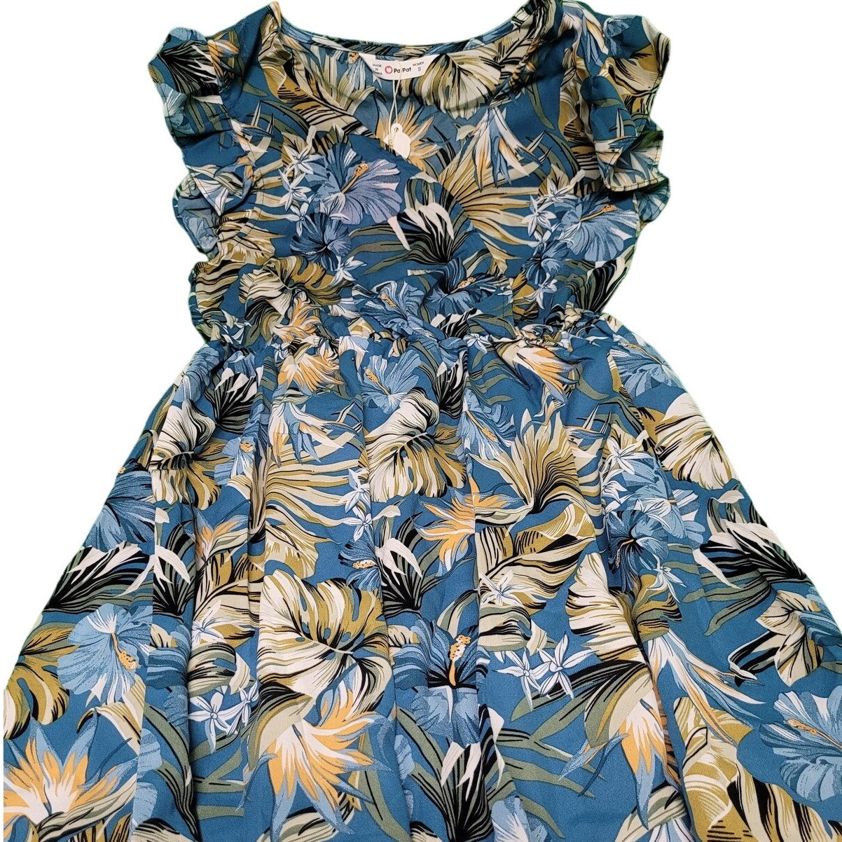 Women's Blue Tropical Floral Print Dress, Size Small (4-6) NWT