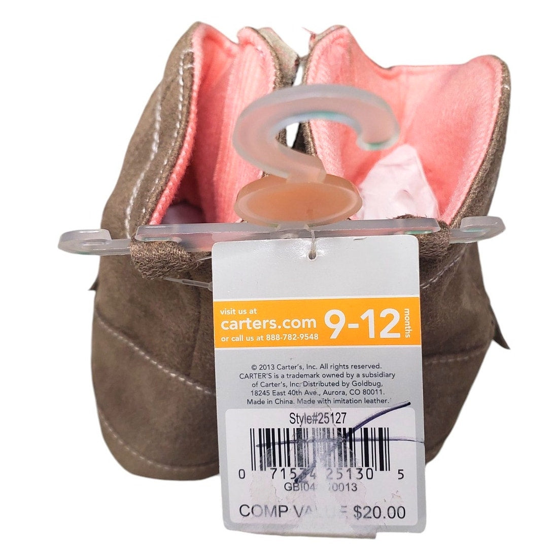 CARTER'S Baby Girls' Size 9-12 Months Tan w/ Peach Interior Boots, 9-12M, NWT