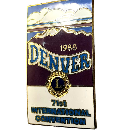 Vintage 1988 Lions Club Int., 71st International Convention - Denver Lapel Pin