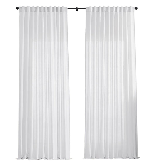 XTMYI 108"L White 2 PANELS, Back Tab/Hook Belt Linen Cotton Sheer Curtains, 70"W