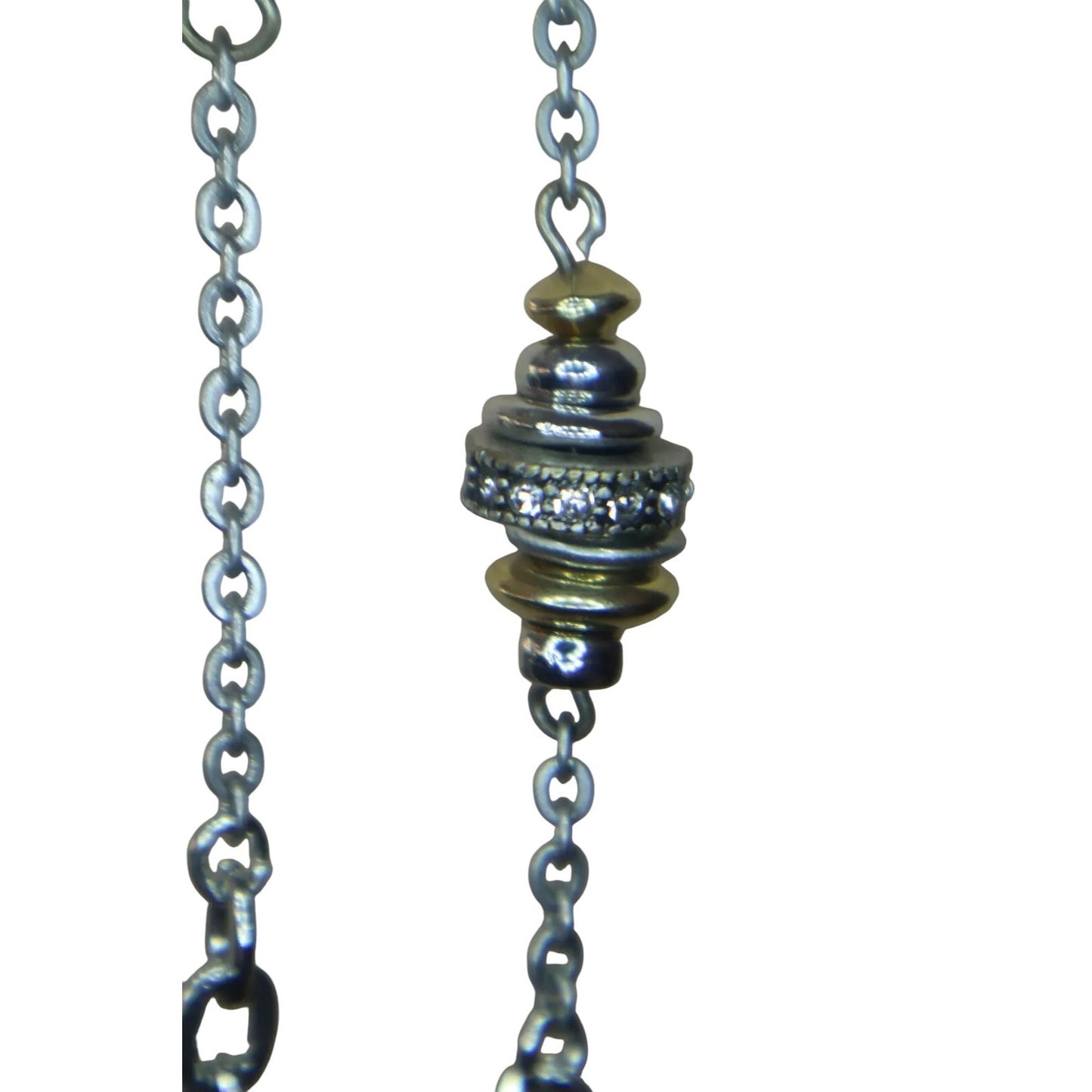 Elegant Loft Necklace Double Strand, Multi-Layer, Silver & Gold With Rhinestones