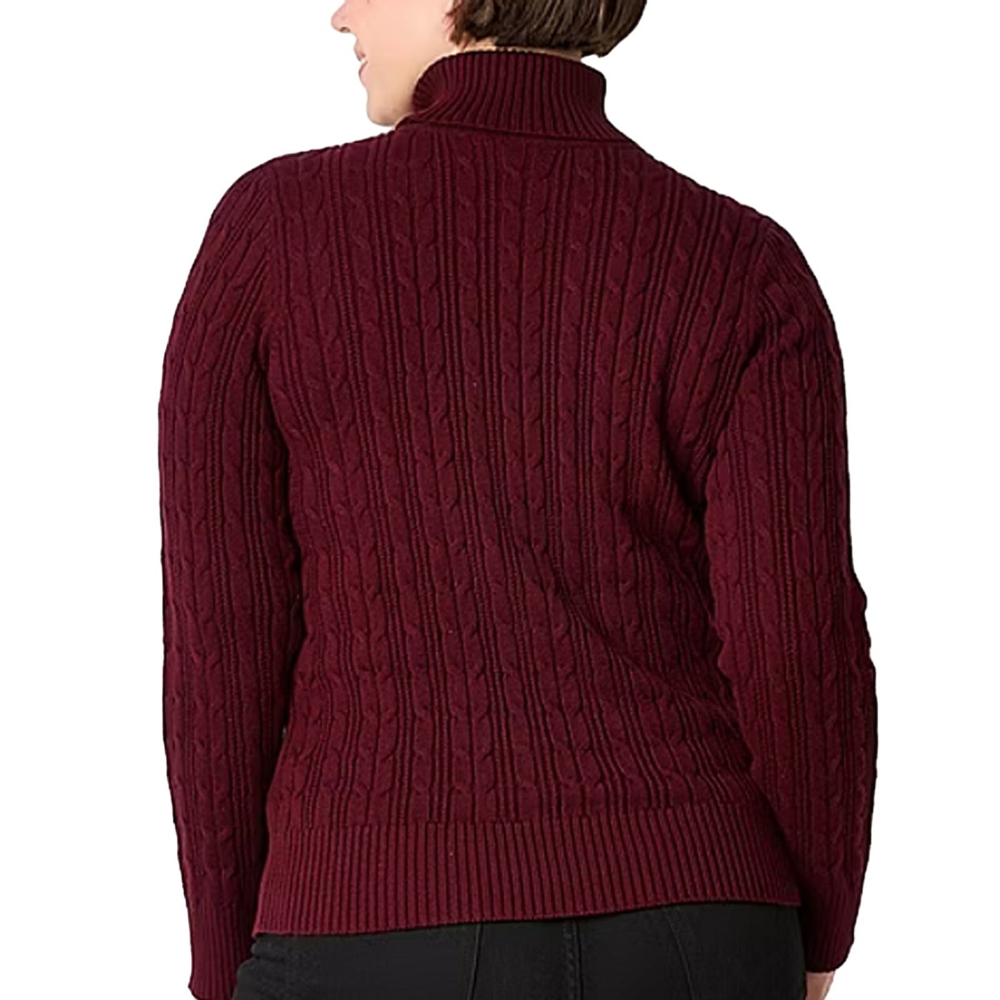 St. John's Bay Women's Turtleneck Long Sleeve Pullover Sweater, Deep Ruby, MT